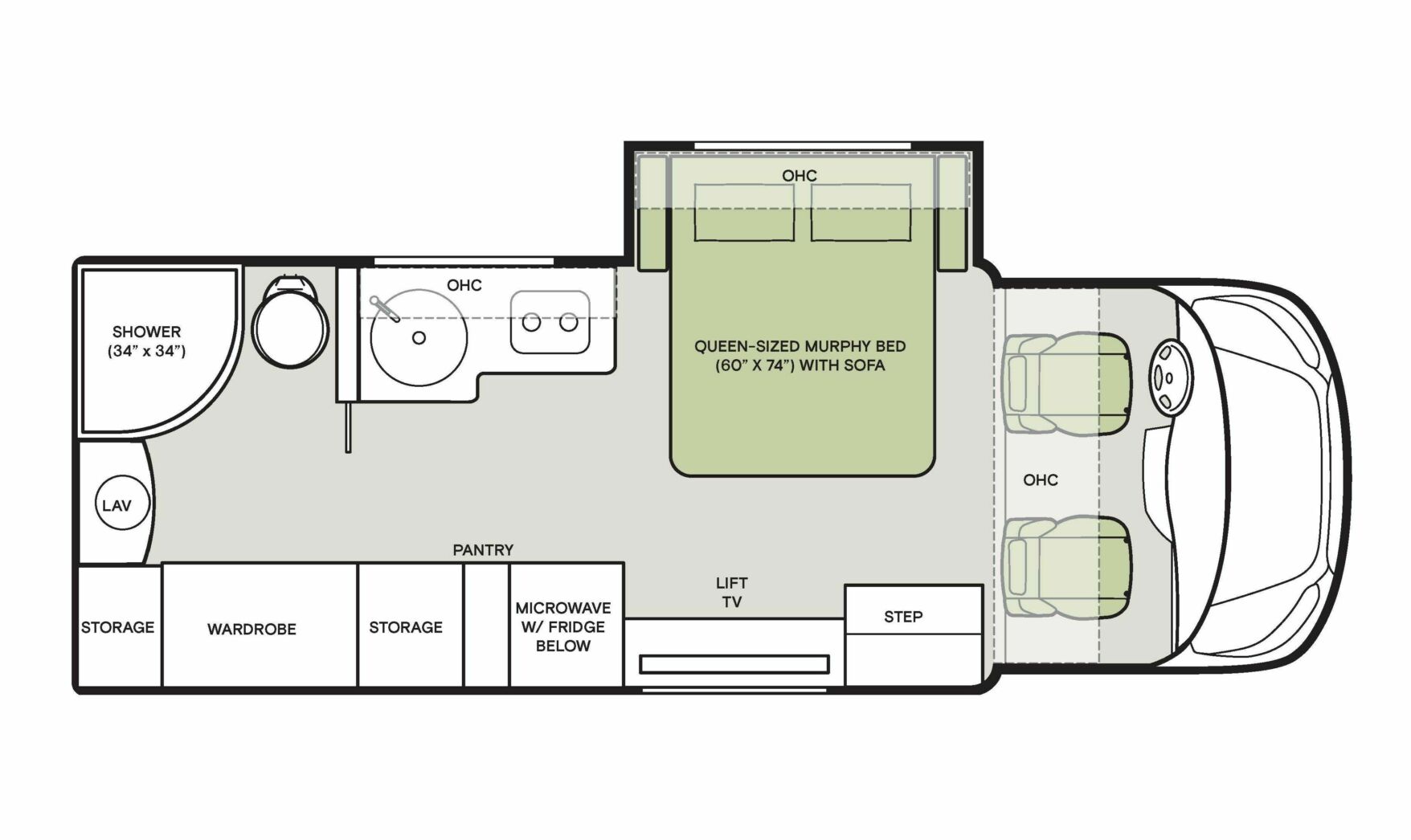 2024 Midas 24 MT Floor Plan Spotlight Tiffin Motorhomes