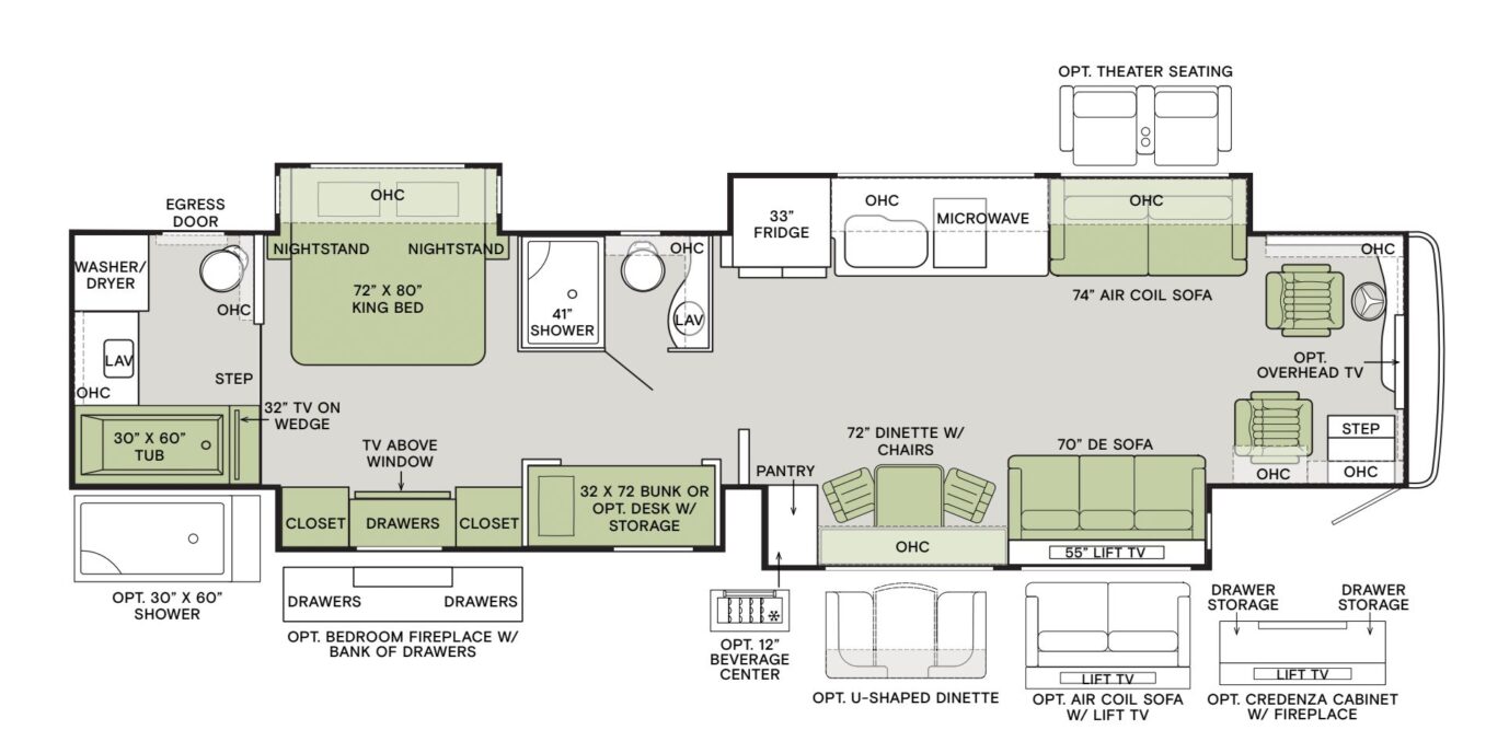 NEW 45 BP (45' 2 Full Bath, Mid-Coach Bunks)