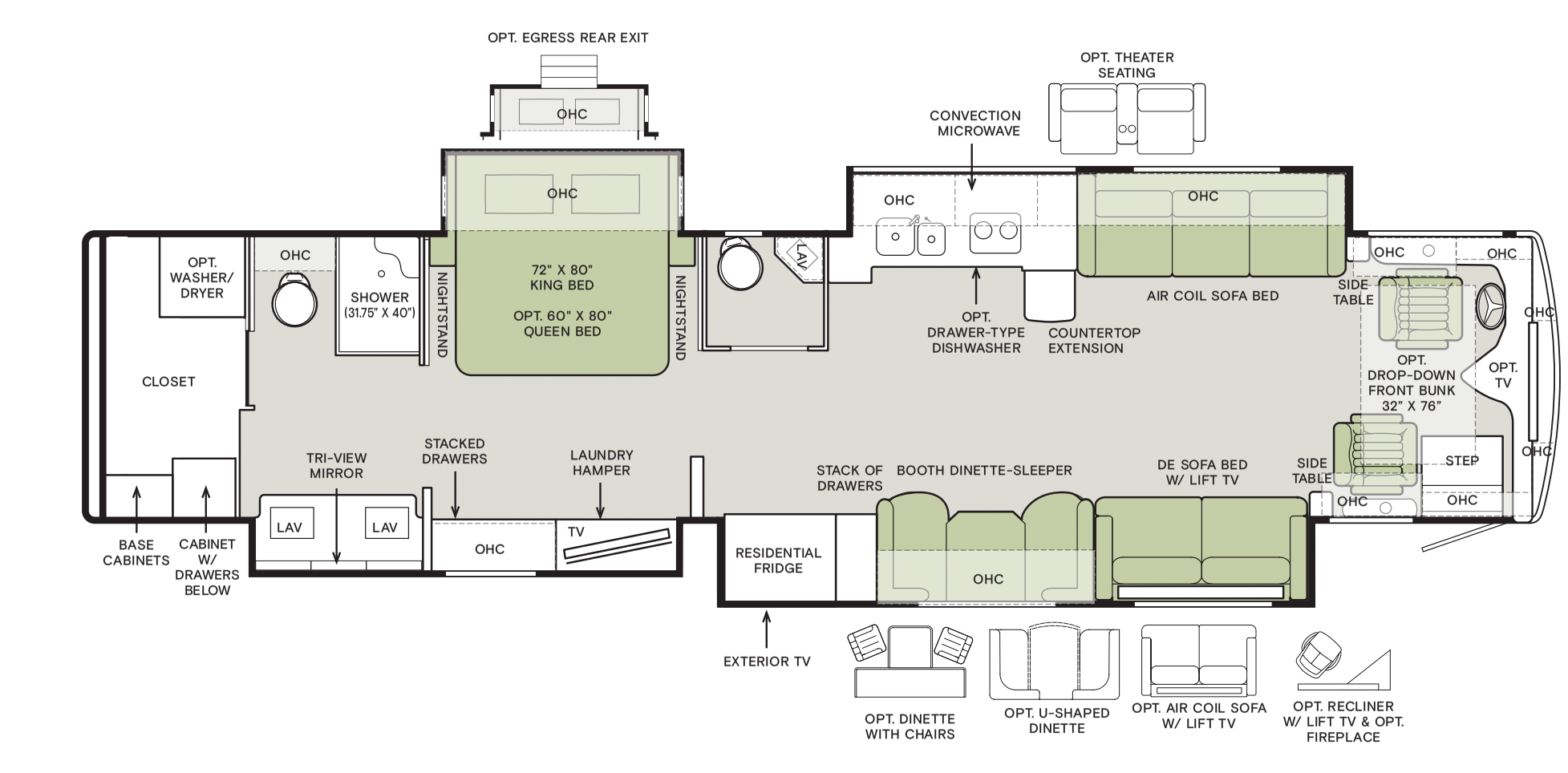 44 OH (45' Bath & 1/2, Quad Slide, Walk-in Closet)