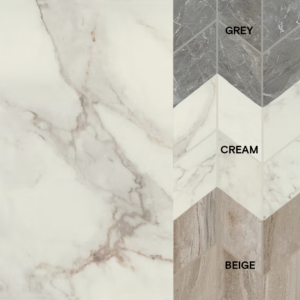 Diamond Polished Tile with Chevron Accent Options