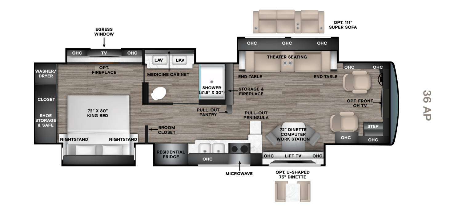 36 AP (38' Pass-Through Bath, Quad Slide)