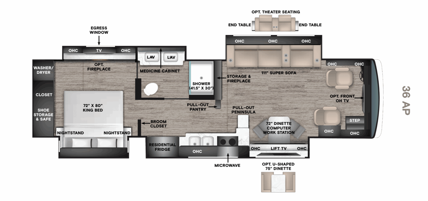 36 AP (38' Pass-Through Bath, Quad Slide)