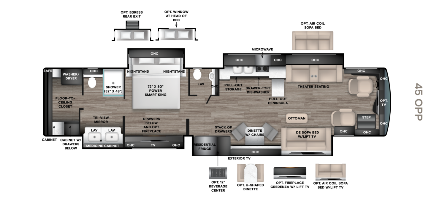 45 OPP (45' Bath & 1/2, Walk-in Closet, Quad Slide)