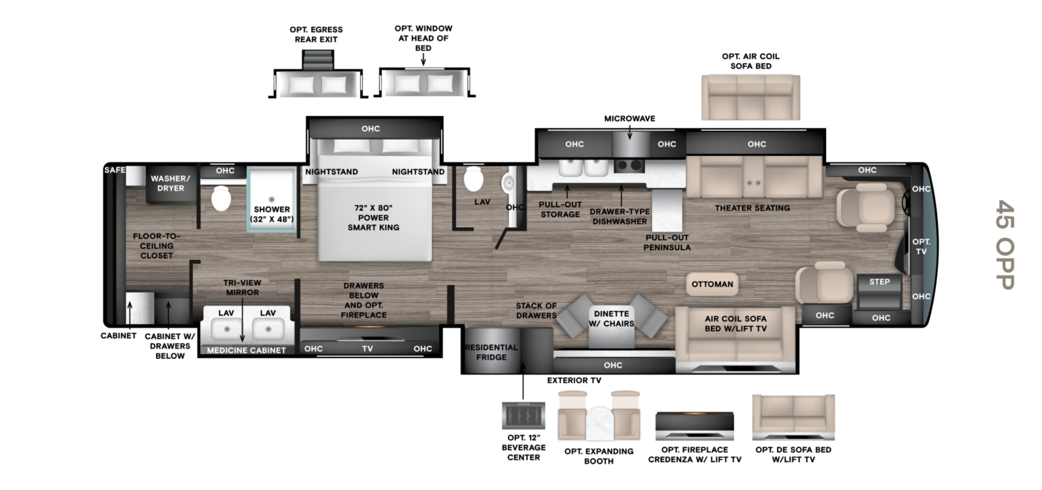 45 OPP (45' Bath & 1/2, Walk-in Closet, Quad Slide)