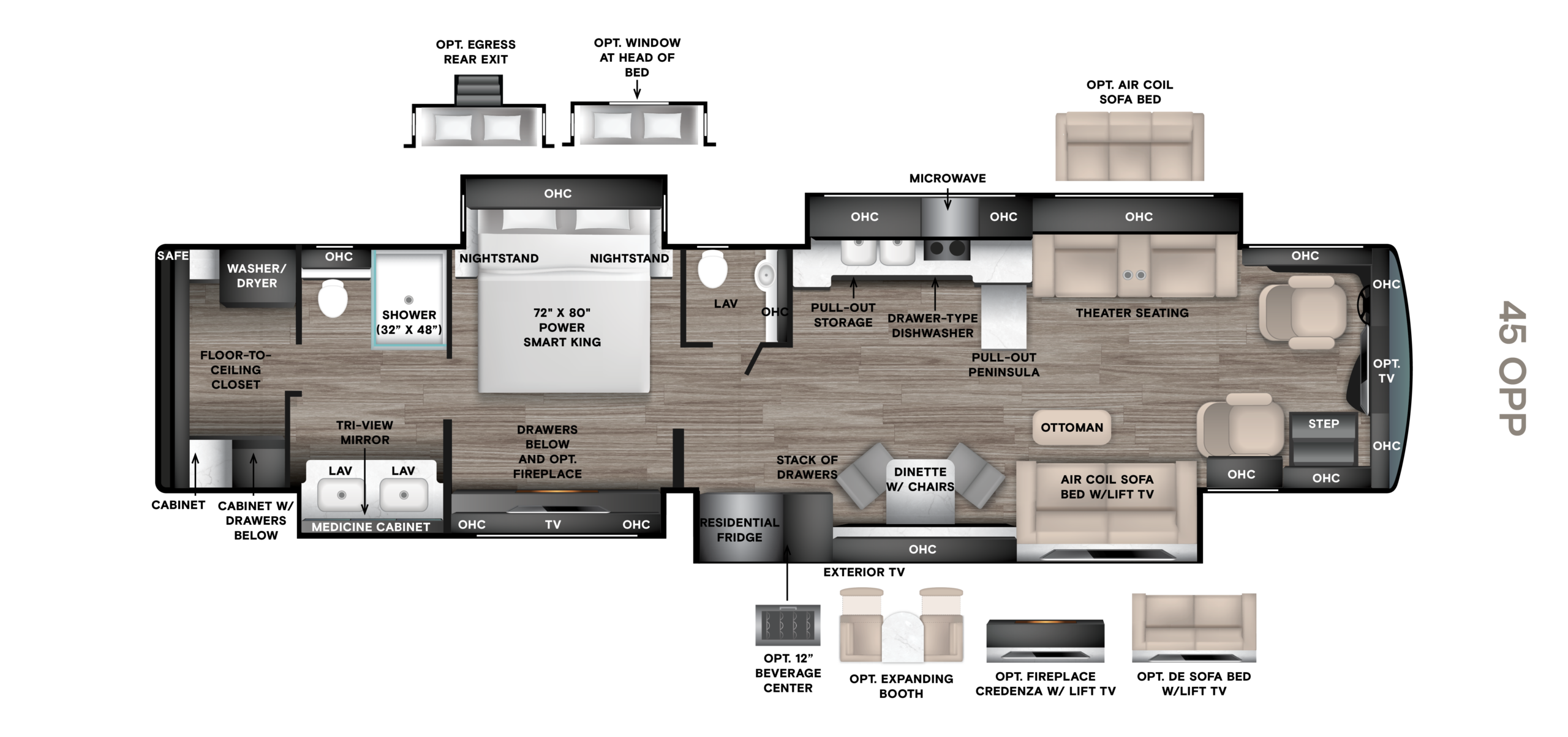 45 OPP (45' Bath & 1/2, Walk-in Closet, Quad Slide)