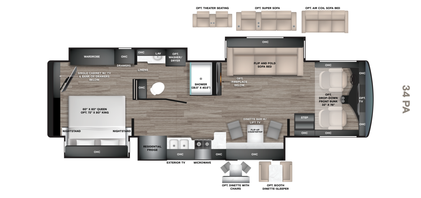 34 PA (36' Pass-Through Bath, Quad Slide)