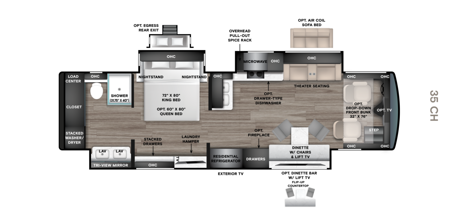 35 CH (37' Rear Bath, Triple Slide)