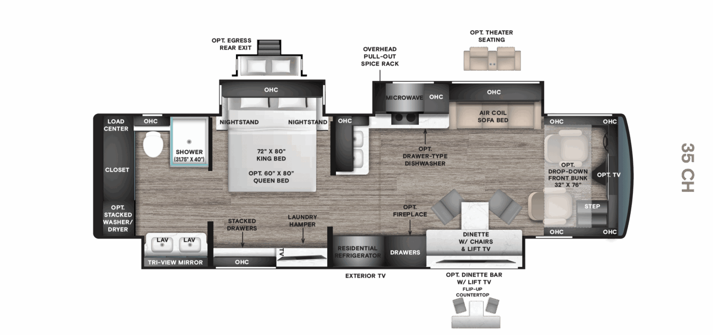 35 CH (37' Rear Bath, Triple Slide)